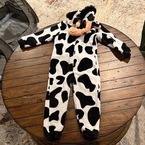 Kids Cow-Print One-Piece Hooded Pajamas/Costume - Black & White